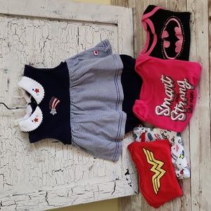 Super Hero Onesies 5 Piece Bundle for Girl 3-6 Mos